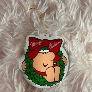 Vintage Ziggy Christmas Cartoon Christmas Wreath Ornament with Red Bow